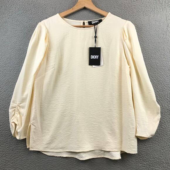 New DKNY Womens Solid Crew Neck Blouse size M - Picture 1 of 10
